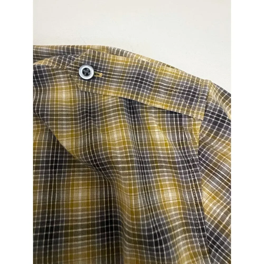 Banana Republic Mens XL Ombre Plaid Utility Shirt Slim Fit Epaulet